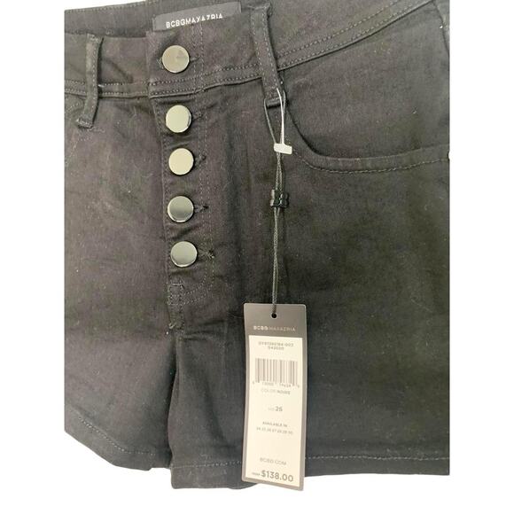 BCBGMAXAZRIA Women's High Rise Denim Shorts Black Size 26 NWT $138 - Picture 2 of 6